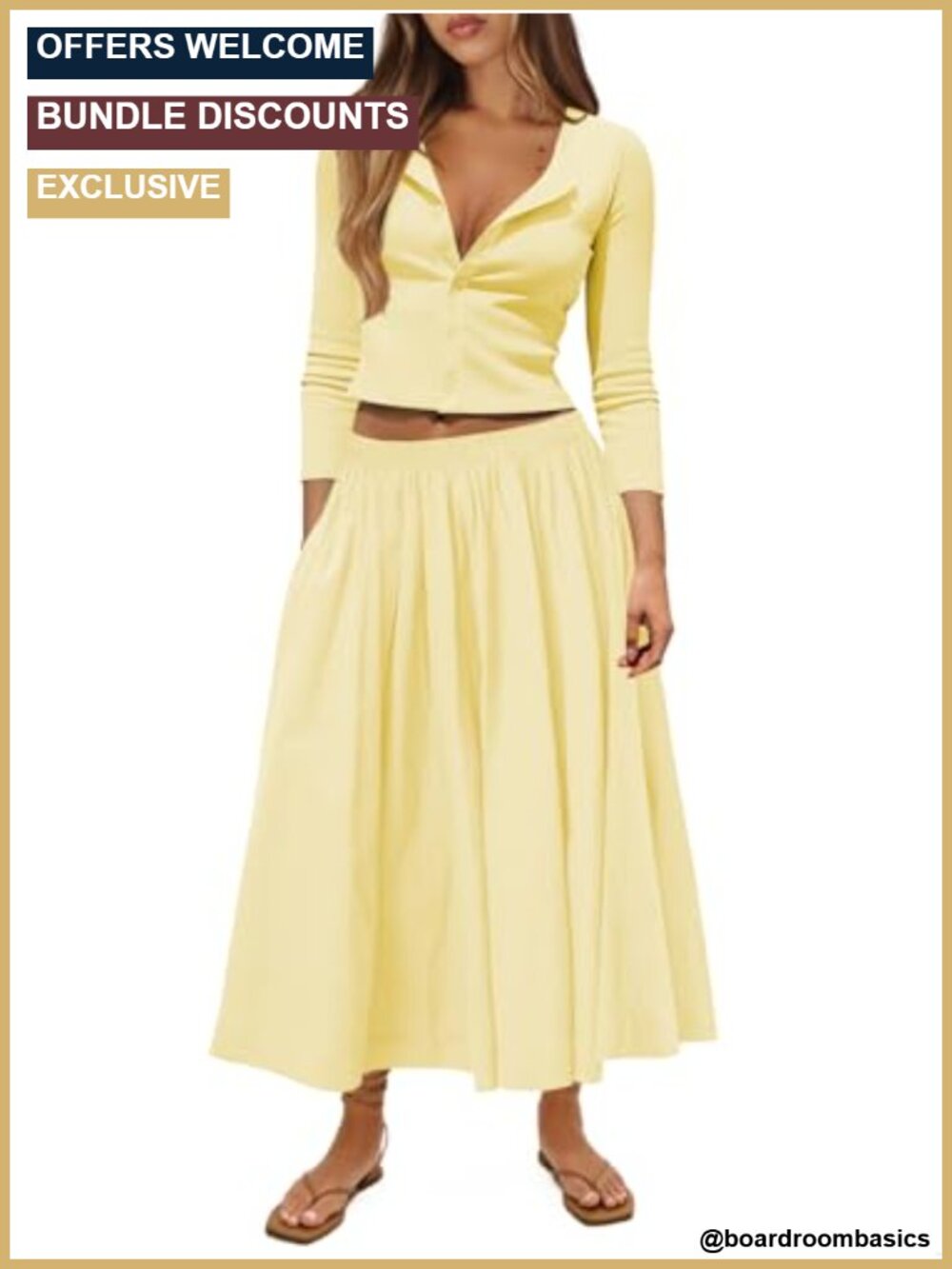 Women 2 Piece Skirt Set Ribbed Knit Button Down Midi